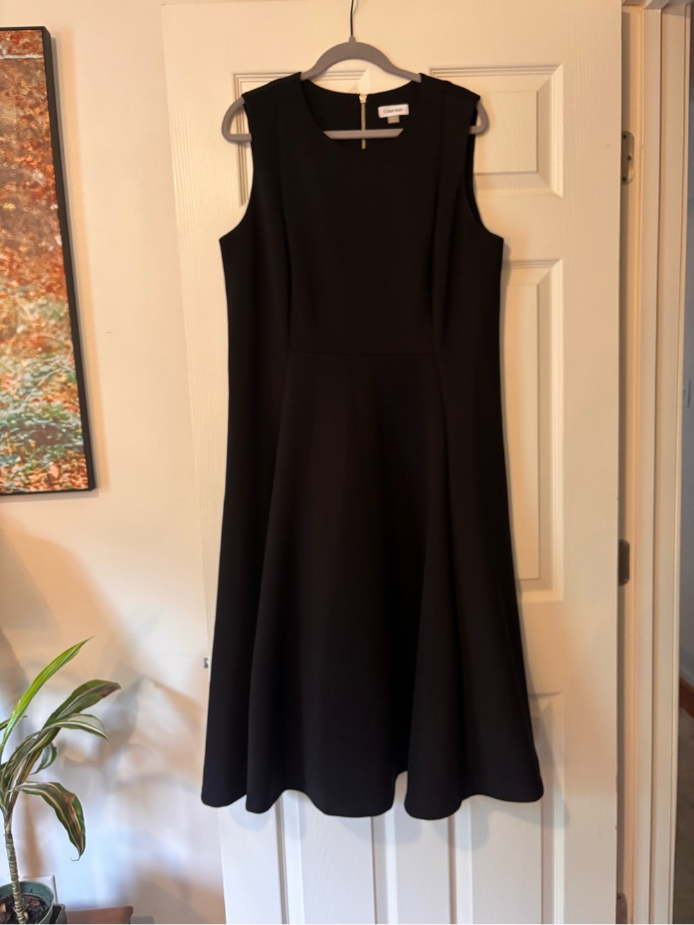 Calvin Klein Sleeveless Black Midi Fit-and-Flare Dress